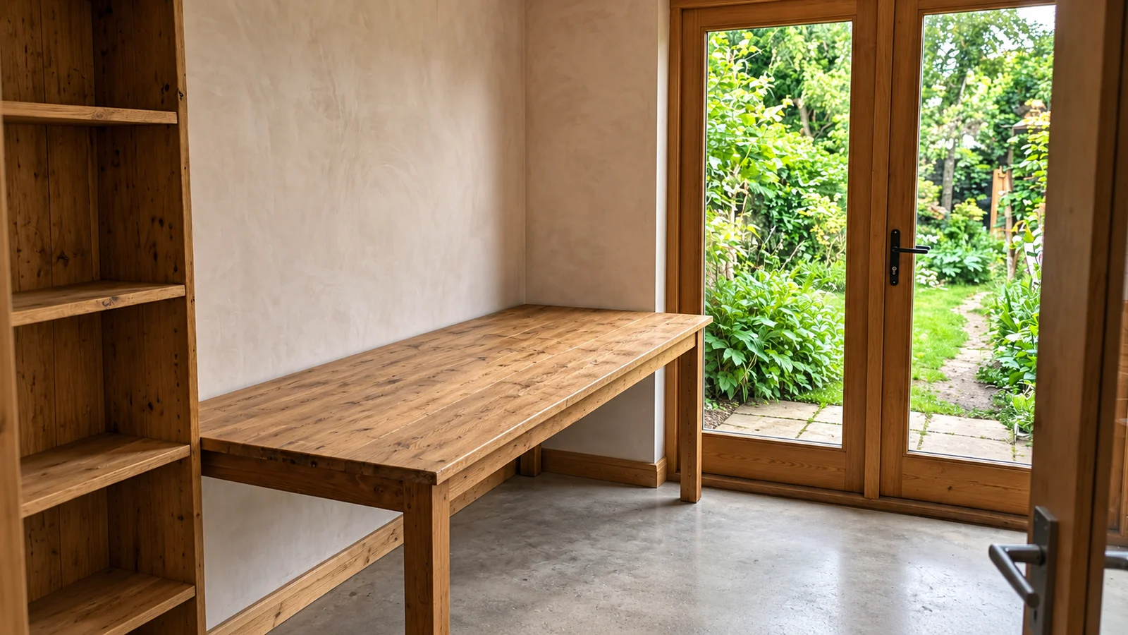 Interior of a bespoke Bedfordshire garden office set up for remote working