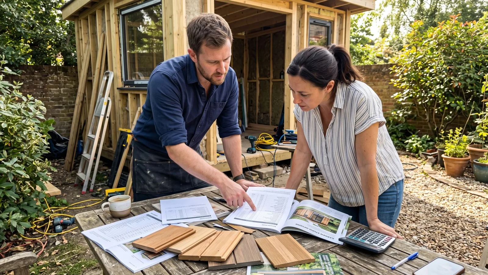 Garden room cost breakdown chart by size tier